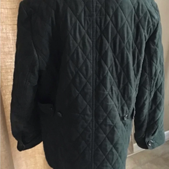 Talbots XL Women’s Quilted Jacket Corduroy Hunter Green Barn/Fisherman Core - Picture 2 of 16